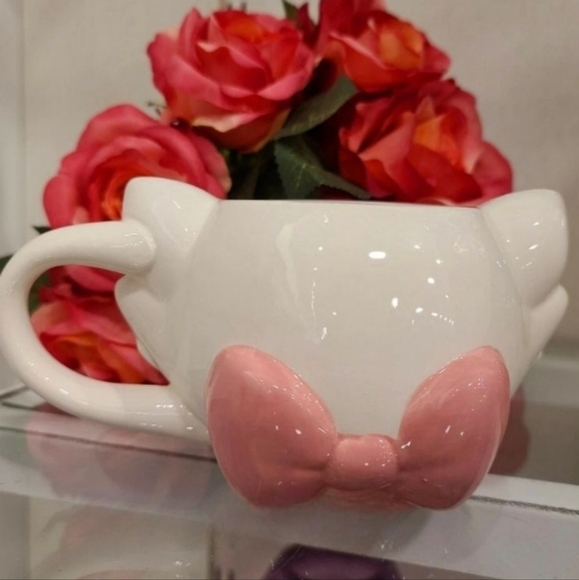 DISNEY Ceramic 3D Mug Cup Marie Aristocats White Cat Kitten Pink Coquette Bow - Picture 4 of 7